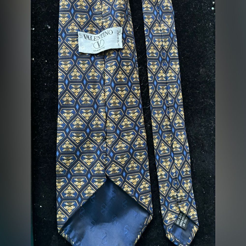 Valentino dress suit tie yellow blue abstract accessories necktie neck piece y2k